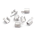 Silver color metal crimp ends for DIY jewelry making with fold-over U-shaped design - White Gold