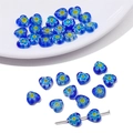 Perles millefiori en verre bleu foncé en forme de cœur de 8mm avec motifs floraux DIY - 8mm (10 Pièces/Paquet) / Bleu
