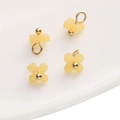 Translucent yellow resin flower pendant with gold bead and hook for DIY jewelry - 5 Pcs/Pack / 5mm Osmanthus Deep Yellow