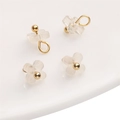 Translucent resin flower pendant with gold center bead for DIY jewelry making - 5 Pcs/Pack / 5mm Osmanthus Transparent Beige