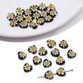Perles de verre millefiori coeur 8mm noires avec motif floral pour création de bijoux - 8mm (10 Pièces/Paquet) / Noir
