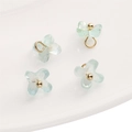 Light blue resin flower charms with gold accents for DIY jewelry making sets - 5 Pcs/Pack / 7mm Osmanthus Transparent Blue
