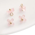 Pink frosted resin osmanthus charms with golden bead center for DIY jewelry making - 5 Pcs/Pack / 7mm Osmanthus Transparent Pink
