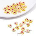 Perles de cœur millefiori jaunes de 8mm avec motifs floraux pour bijoux DIY - 8mm (10 Pièces/Paquet) / Jaune