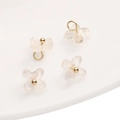 Set of four semi-transparent resin osmanthus pendants with gold metal centers for DIY jewelry - 5 Pcs/Pack / 7mm Osmanthus Transparent White