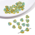 Perles en verre millefiori en forme de cœur jaune et bleu pour bijoux artisanaux - 8mm (10 Pièces/Paquet) / Jaune Bleu