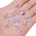 Irisierende lila Glasperlen in Blumenform für DIY-Schmuck in der Handfläche - 10 Stück/Packung (13x12mm) / Importiert Bunt