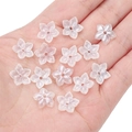 Mattweiße harzperlen in blumenform mit goldstaub-verlauf für DIY-schmuckherstellung - 10 Stück/Packung (13x12mm) / Perlweiß