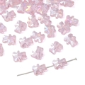 Pink bear-shaped crystal glass beads with aurora finish for DIY jewelry making - Iridescent Bear Loose Bead / Pink