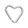 Polished silver heart-shaped aluminum carabiner hook with spring gate for DIY keychains - Heart Style 44x45mm / Silver