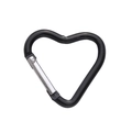 Matte black heart-shaped aluminum carabiner clip with silver spring gate for backpacks - Heart Style 44x45mm / Black