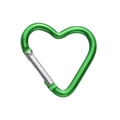 Green heart-shaped aluminum carabiner with silver spring clip for keychains and backpacks - Heart Style 44x45mm / Green