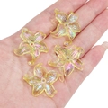 Translucent light yellow acrylic lily flower beads with iridescent AB color finish - Lily Shape / 4 Pieces/Pack (Approx. 30x30mm) / Yellow