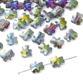 Multi-faceted AB coated crystal bear charms with side holes for DIY jewelry making - Iridescent Bear Loose Bead / Purple
