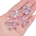 AB color acrylic lily flower beads for handmade jewelry DIY bracelets and charms - Lily Shape / 4 Pieces/Pack (Approx. 30x30mm) / Purple