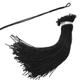 1mm black braided polyester cord with dense decorative tassels for DIY jewelry making - Woven Coils / Black