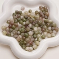 Mix of green and pink natural stone beads for DIY jewelry making in a white ceramic dish - 8x7mm (Hole approx 1mm, 5 Pieces/Pack) / Peridot
