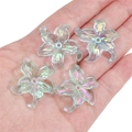AB color acrylic flower beads for DIY jewelry held in hand to show the 2-3cm size - Lily Shape / 4 Pieces/Pack (Approx. 30x30mm) / Blue