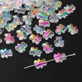 AB color plated bear glass crystal beads for DIY handmade jewelry and necklaces - Iridescent Bear Loose Bead / Clear