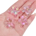 Pink AB color acrylic lily flower charms for handmade DIY jewelry bracelets - Lily Shape / 4 Pieces/Pack (Approx. 30x30mm) / Pink