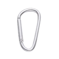 Silver D-ring aluminum carabiner with spring gate for backpacks and keychains - D-Shape Style 24x46mm / Silver