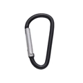 D-shape black carabiner clip with silver spring gate for backpack or key ring - D-Shape Style 24x46mm / Black