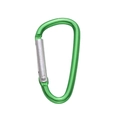 Green aluminum D-ring carabiner clip with spring-loaded silver gate for keychains - D-Shape Style 24x46mm / Green