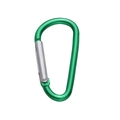 D-shaped green anodized aluminum alloy carabiner with silver spring-loaded gate clip - D-Shape Style 24x46mm / Dark Green