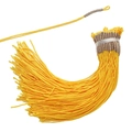 Bright yellow decorative tassel with gold wire wrap and loop for DIY jewelry making - Yellow Braided Cord Wrapped with Gold Wire Approx. 1mm (5 Pieces/Pack)