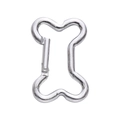 Silver bone-shaped aluminum carabiner hook with spring clip for backpack keychains - Bone Style 49x32mm / Silver