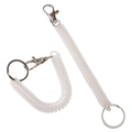 Translucent white spiral stretch keychain with metal lobster clasp and keyring loop - Length 17cm Ring Diameter 2.5cm Stretchable 100cm / Clear