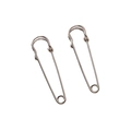 Set of two silver electroplated iron safety pins for DIY jewelry and keychain making - Small (Approx 60mm Length 1.5mm Thickness) / Silver