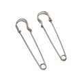 Set of two silver thickened iron safety pins for DIY jewelry making and brooch findings - Medium (Approx 70mm Length 1.5mm Thickness) / Silver
