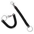 Elastic black plastic spiral keychain with silver lobster clasp and round key ring - Length 17cm Ring Diameter 2.5cm Stretchable 100cm / Black
