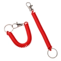 Pair of red spiral elastic telephone cord keychains with silver metal lobster clasps - Length 17cm Ring Diameter 2.5cm Stretchable 100cm / Red