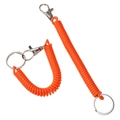 Portachiavi a molla in plastica arancione con moschettone e anello metallico - Lunghezza 17cm Diametro Anello 2.5cm Estensibile 100cm / Arancione