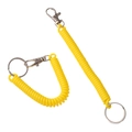 Portachiavi a spirale gialla flessibile con moschettone in metallo e anello per DIY - Lunghezza 17cm Diametro Anello 2.5cm Estensibile 100cm / Giallo