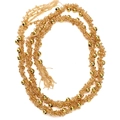 Handgefertigte Boho-Perlenborte mit hellbrauner Kordel und goldenen kleinen Metallperlen - Ca. 7mm Geflochtene Kette (Polyester+2mm Glas+4mm Künstliche Perle) 50cm/Packung / Gold