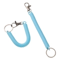 Portachiavi a spirale azzurro estensibile in plastica con chiusura in metallo - Lunghezza 17cm Diametro Anello 2.5cm Estensibile 100cm / Blu