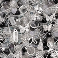 Mixed glass beads and silver alloy charms for DIY necklace making projects - 30g/Pack / Ink Painting (Silver)