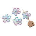 DIY beads set with colorful acrylic aurora flowers and a wooden puppy charm - Gradient Colorful Flower (10#) / 2 Pieces/Pack (23x25mm) / Gradient Pink Blue