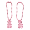 Ciondolo a catena con perline di orso rosa in acrilico per borse e portachiavi fai-da-te - 2mm Diametro 7cm Lunghezza / Rosa