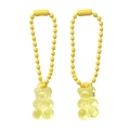 Set di due ciondoli a forma di orsetto in resina gialla con catenine a sfere - 2mm Diametro 7cm Lunghezza / Giallo