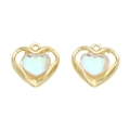 Y2K heart pendant charm in pale gold with iridescent moonstone effect and hanging loop - Heart (Gold White Rhinestone)