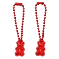 Set di due ciondoli a forma di orsetto in acrilico rosso con catenelle per borse e chiavi - 2mm Diametro 7cm Lunghezza / Rosso