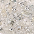 Mixed DIY jewelry kit with silver alloy pendants and white glass beads for crafting - Smoky Ash (Silver)