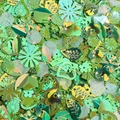 Assortimento di paillettes verdi fai-da-te in forme di fiori, foglie e stelle per abiti - Stile 04 Verde
