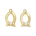 Y2K golden oval pendant featuring a white faux pearl for DIY jewelry making - Bowknot Artificial Pearl (Gold White Rhinestone)