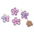 DIY hand-painted purple acrylic flower beads with colorful gradient finish for jewelry making - Iridescent Purple