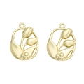 Y2K golden tulip flower hollow oval pendant charms for DIY jewelry making - Tulip (Gold)